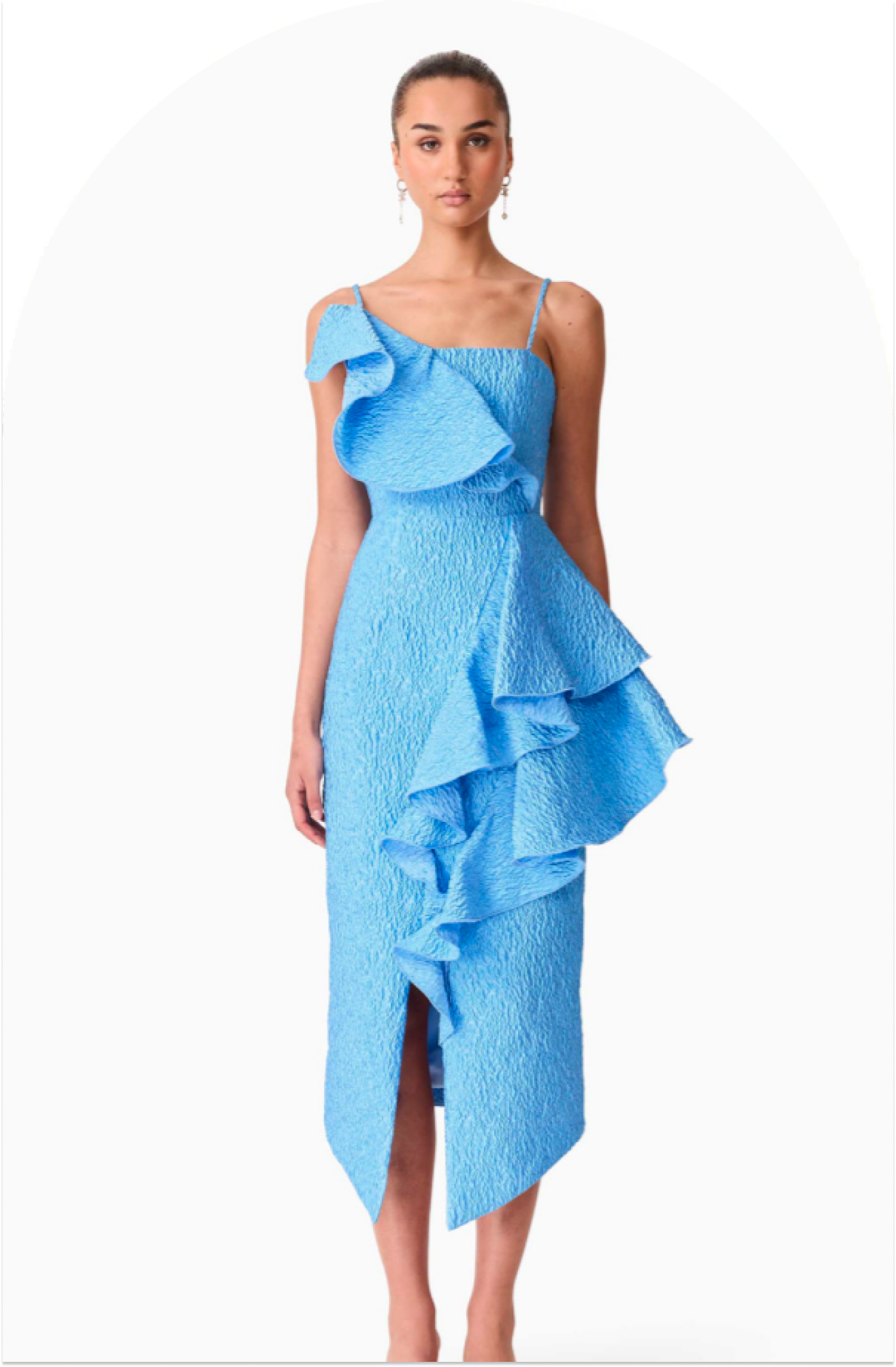 Model wearing a formal dress