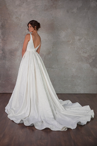 Essense of Australia D4140 #1 (IV-PL) Ivory Gown w Porcelain Tulle Plunge thumbnail
