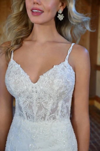 Essense of Australia Sale D3502 #2 (IVIV-PL) Ivory Lace & Tulle ov Ivory Gown w Porcelain Tulle Illusion thumbnail