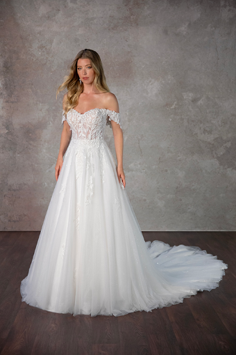 Essense of Australia D4047 #2 (IV-BC) Ivory Lace and Tulle over Biscotti Gown thumbnail