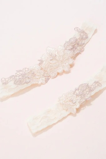 Heirloom Bridal Maia Floral Lace Garter Set 95PINK #0 default Ivory/Pink thumbnail