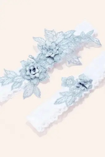 Heirloom Bridal D27 - Blue Garter Set #0 default Dusty Blue thumbnail