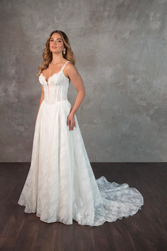 Essense of Australia D4315 #0 default (IV-PL) IVORY GOWN W PORCELAIN TULLE ILLUSION AND PLUNGE thumbnail
