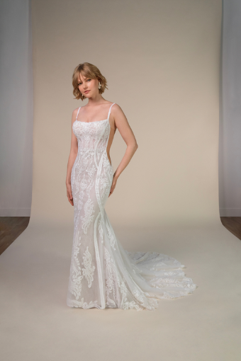 All Who Wander Esra #0 default (IVRM-PL) Ivory Lace & Tulle over Rum Gown w Porcelain Tulle Illusion thumbnail