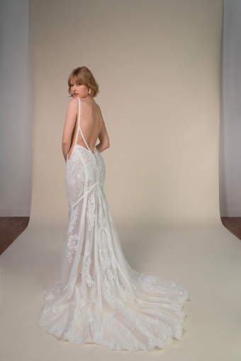 All Who Wander Esra #1 (IVRM-PL) Ivory Lace & Tulle over Rum Gown w Porcelain Tulle Illusion thumbnail