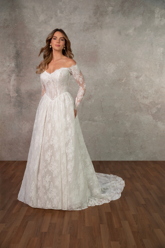 Essense of Australia D4466 #0 default (IV-IV) Ivory Lace and Tulle over Ivory Gown thumbnail