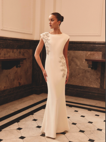 Elliatt Veda Boatneck Sequin Gown #6 White thumbnail