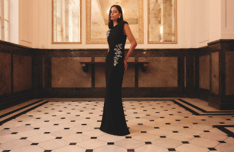 Elliatt Veda Boatneck Sequin Gown #14 Black thumbnail