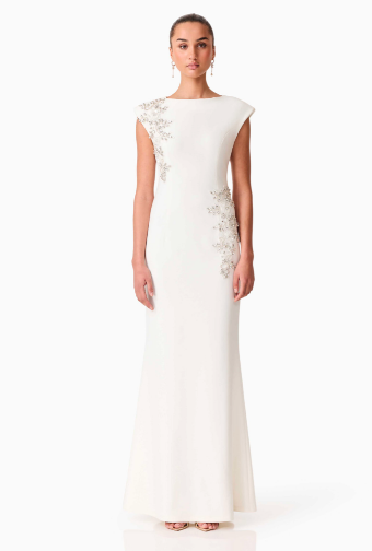 Elliatt Veda Boatneck Sequin Gown #5 White thumbnail