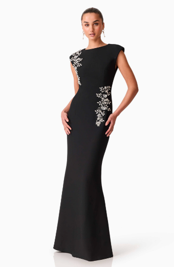 Elliatt Veda Boatneck Sequin Gown #8 Black thumbnail
