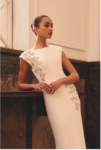 Elliatt Veda Boatneck Sequin Gown #7 default White thumbnail