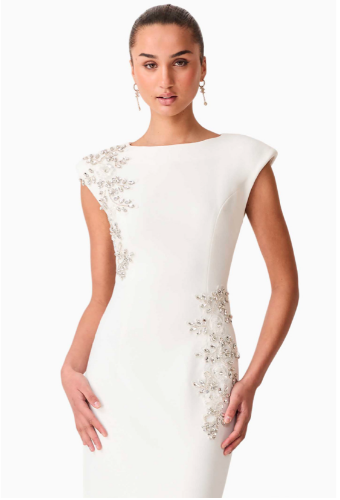 Elliatt Veda Boatneck Sequin Gown #1 White thumbnail