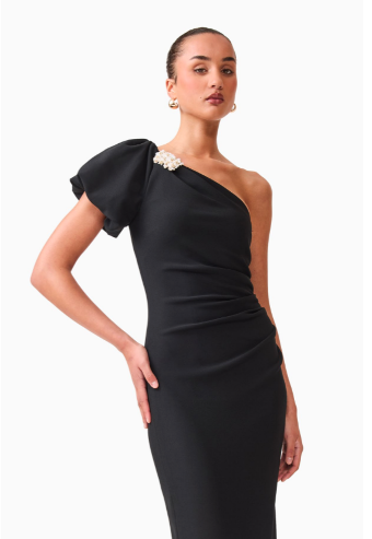 Elliatt Olenna Puff Sleeve Midi Dress #1 default Black thumbnail