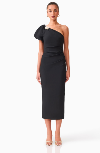 Elliatt Olenna Puff Sleeve Midi Dress #0 default Black thumbnail