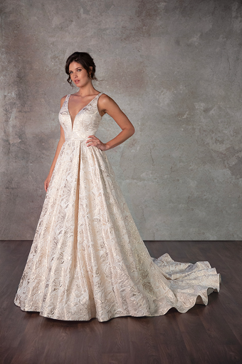 Essense of Australia Sale D4140 #2 (IV-PL) Ivory Gown w Porcelain Tulle Plunge thumbnail