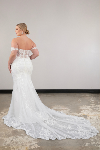 Essense of Australia Sale D3992 #4 default (IVRM-PL) Ivory Lace & Tulle over Rum Gown w Porcelain Tulle Plunge thumbnail