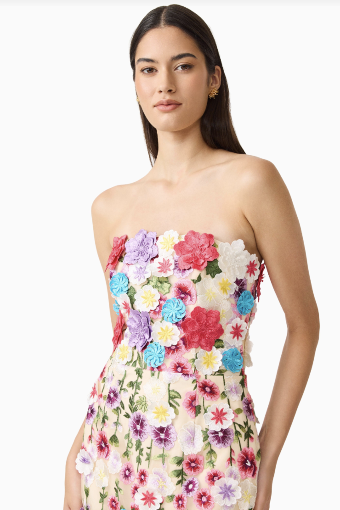 Elliatt Rosette Strapless Midi Dress #10 Multi thumbnail