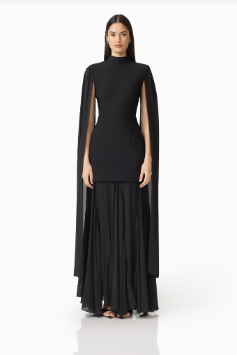 Elliatt Odelia Cape Sleeve Gown #11 Black thumbnail
