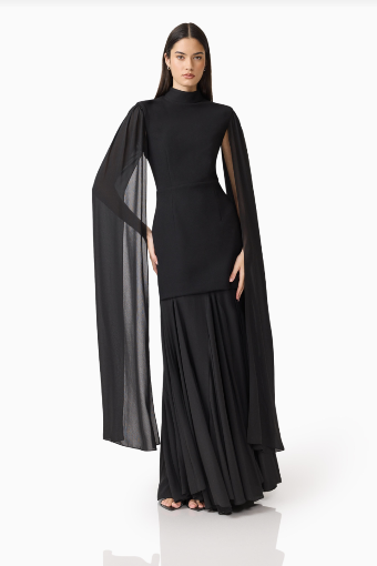 Elliatt Odelia Cape Sleeve Gown #15 Black thumbnail