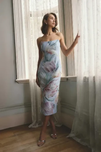 Elliatt Priselle Strapless Midi Dress #5 default Floral Multi thumbnail