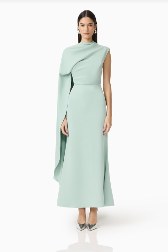 Elliatt Leonara Asymmetric Cape Dress #6 Sage Green thumbnail