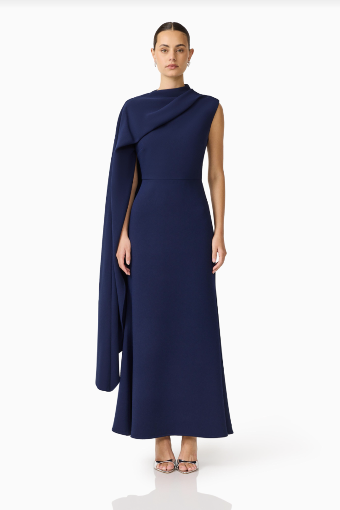 Elliatt Leonara Asymmetric Cape Dress #0 default Deep Navy thumbnail