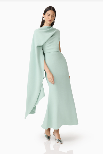 Elliatt Leonara Asymmetric Cape Dress #7 Sage Green thumbnail