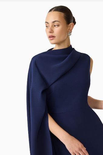 Elliatt Leonara Asymmetric Cape Dress #5 default Deep Navy thumbnail