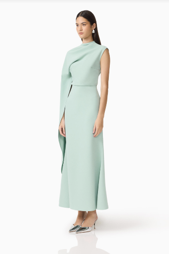 Elliatt Leonara Asymmetric Cape Dress #8 Sage Green thumbnail