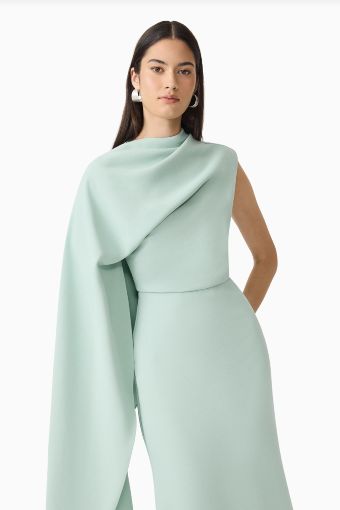 Elliatt Leonara Asymmetric Cape Dress #12 Sage Green thumbnail