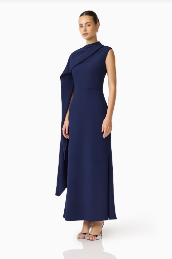 Elliatt Leonara Asymmetric Cape Dress #2 Deep Navy thumbnail