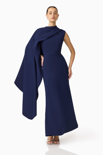 Elliatt Leonara Asymmetric Cape Dress #1 Deep Navy thumbnail