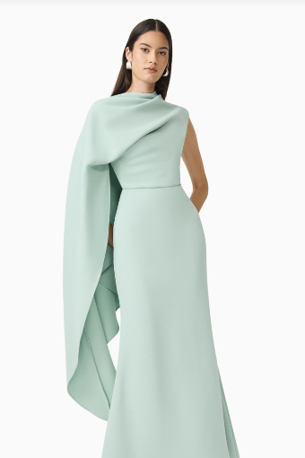 Elliatt Leonara Asymmetric Cape Dress #11 Sage Green thumbnail