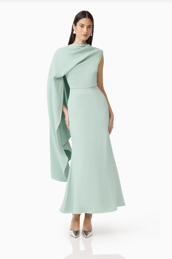 Elliatt Leonara Asymmetric Cape Dress #9 Sage Green thumbnail