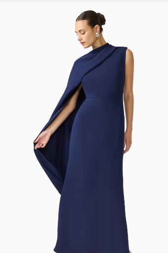 Elliatt Leonara Asymmetric Cape Dress #4 Deep Navy thumbnail
