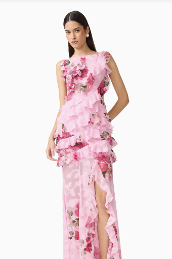 Elliatt Eleanora Sleeveless Ruffle Gown #3 Pink Multi thumbnail