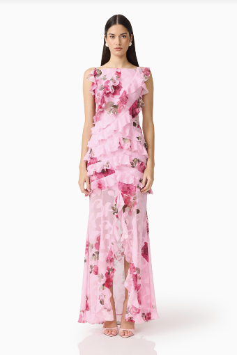 Elliatt Eleanora Sleeveless Ruffle Gown #0 default Pink Multi thumbnail