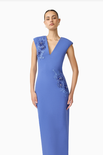 Elliatt Talitha Plunging Neck Column Dress #1 Corn Flower Blue thumbnail