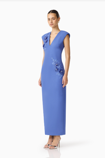 Elliatt Talitha Plunging Neck Column Dress #2 Corn Flower Blue thumbnail