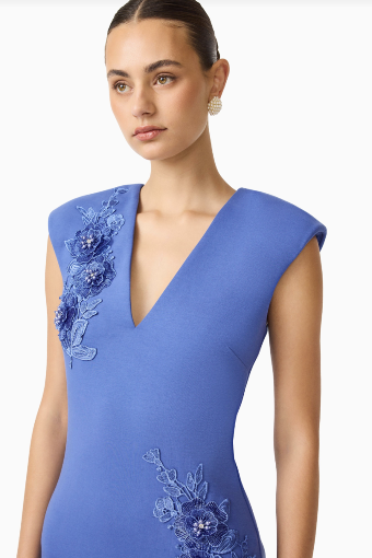 Elliatt Talitha Plunging Neck Column Dress #4 Corn Flower Blue thumbnail