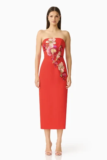 Elliatt Fleurisca Column Midi Dress #0 default Scarlet Red thumbnail