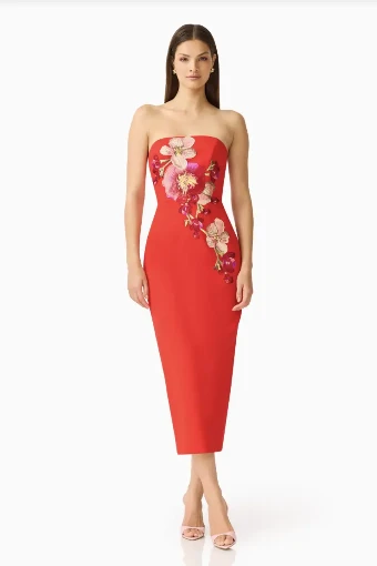 Elliatt Fleurisca Column Midi Dress #8 Scarlet Red thumbnail