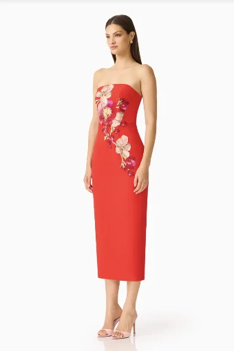 Elliatt Fleurisca Column Midi Dress #6 Scarlet Red thumbnail