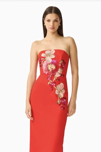 Elliatt Fleurisca Column Midi Dress #1 Scarlet Red thumbnail
