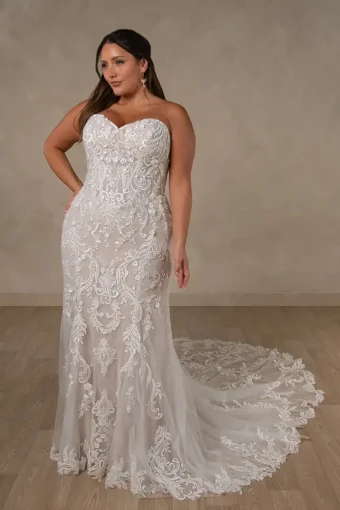 Essense of Australia D4625 #0 default (IV-IVR) Ivory Lace and Tulle over Ivory Gown thumbnail
