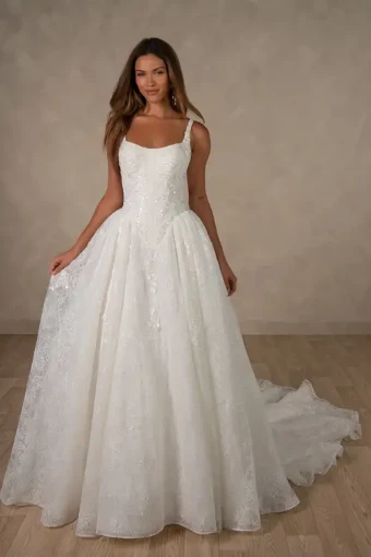 Essense of Australia D4634 #0 default (IV-IV) Ivory Lace and Tulle over Ivory Gown thumbnail
