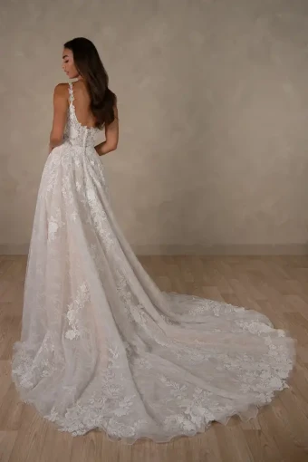 Essense of Australia D4667 #3 default (IV-LN) IVORY LACE AND TULLE OVER LINEN GOWN thumbnail