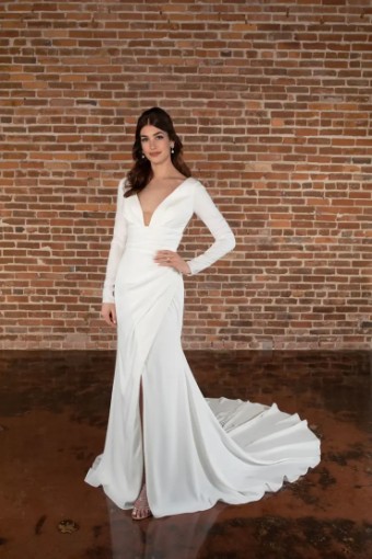Essense of Australia D3802 #2 default (IV-PL) Ivory Gown w Porcelain Tulle Plunge thumbnail