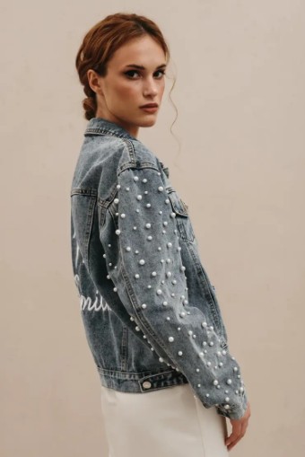 Heirloom Bridal Pearl Sleeve Jacket #0 default Classic Blue Denim thumbnail