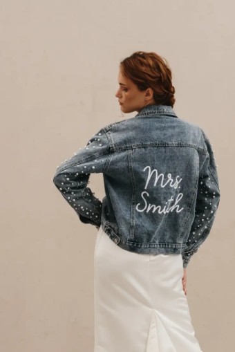 Heirloom Bridal Pearl Sleeve Jacket #3 Classic Blue Denim thumbnail